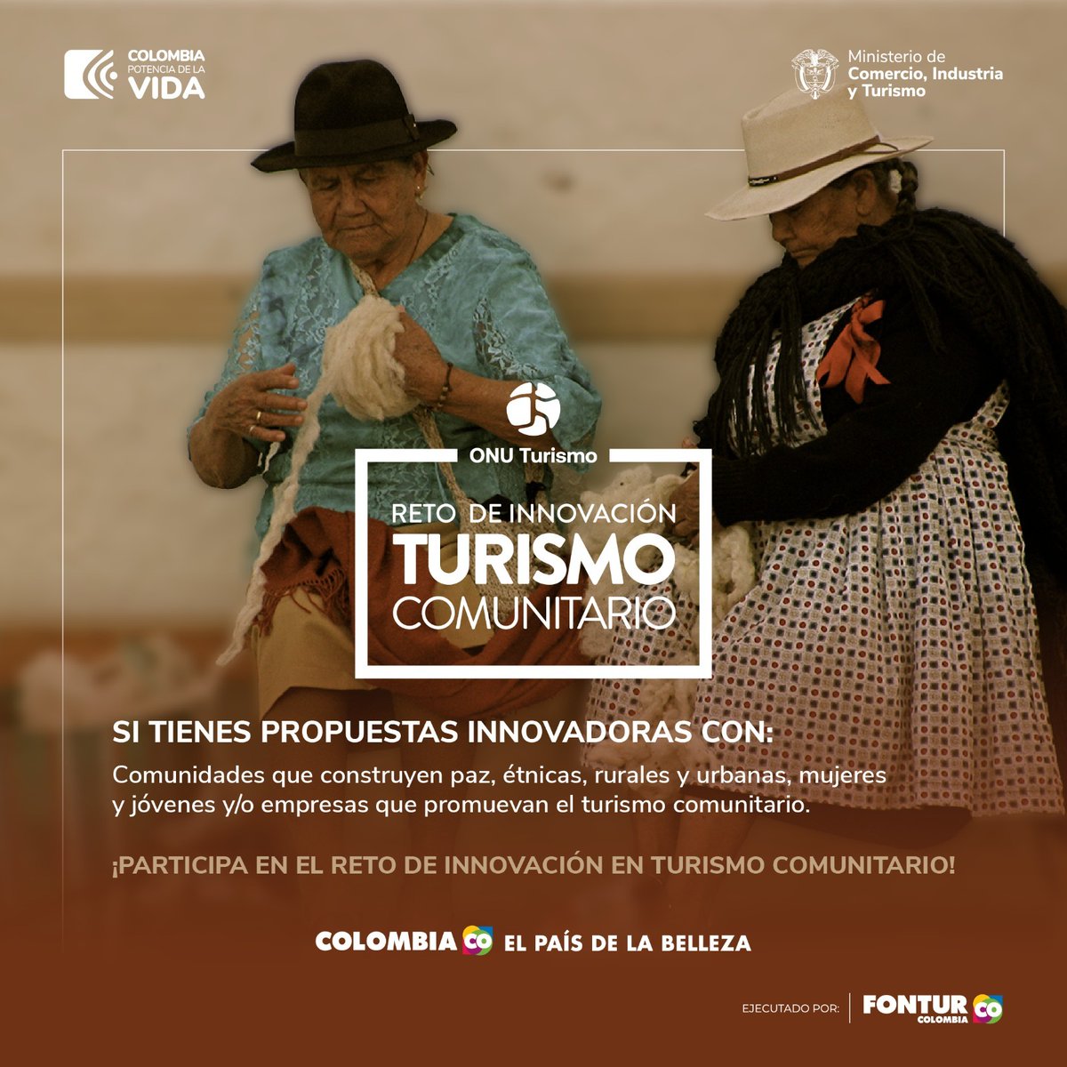 ¡Últimas 24 horas! 🚀 El Reto de Innovación en Turismo Comunitario de ONU Turismo y @MincomercioCo están a punto de cerrar el periodo de aplicaciones.  ¡No se pierdan esta oportunidad para transformar el sector turístico en Colombia 🇨🇴 🔗unwto.org/es/reto-de-inn…