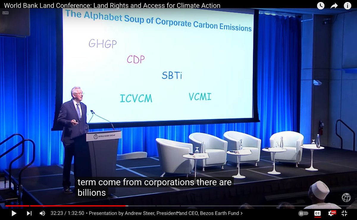 #BezosFund CEO lays out a colonial vision at #LandConf2024 of a “new generation” of carbon markets where corporations like Amazon can offset half (!) their scope 3 emissions by zoning off and surveilling lands & forests (mostly of Indigenous peoples) youtube.com/watch?v=WkG9uw…