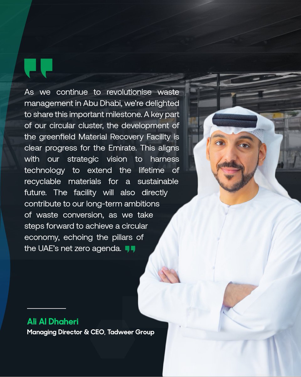 Tadweer Group is proud to announce the development of Abu Dhabi's first greenfield Material Recovery Facility! This state-of-the-art project, set for a closed tender process, will process over 1.3 million metric tonnes of waste per year. Contract awards and construction are…