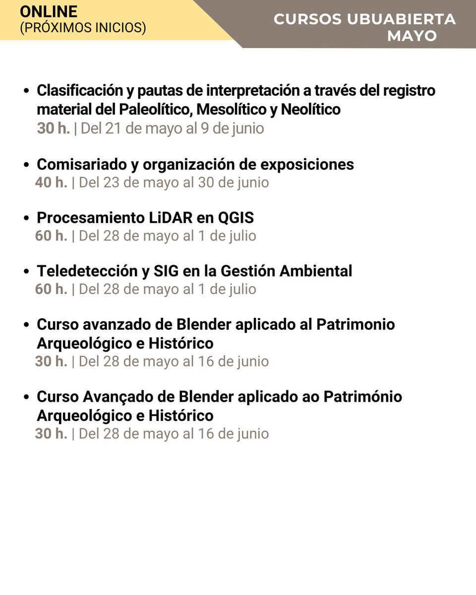 #Cursos_UBUAbierta | MAYO PRÓXIMOS INICIOS (2/2) • ONLINE ►ubu.es/ubuabierta-cur…