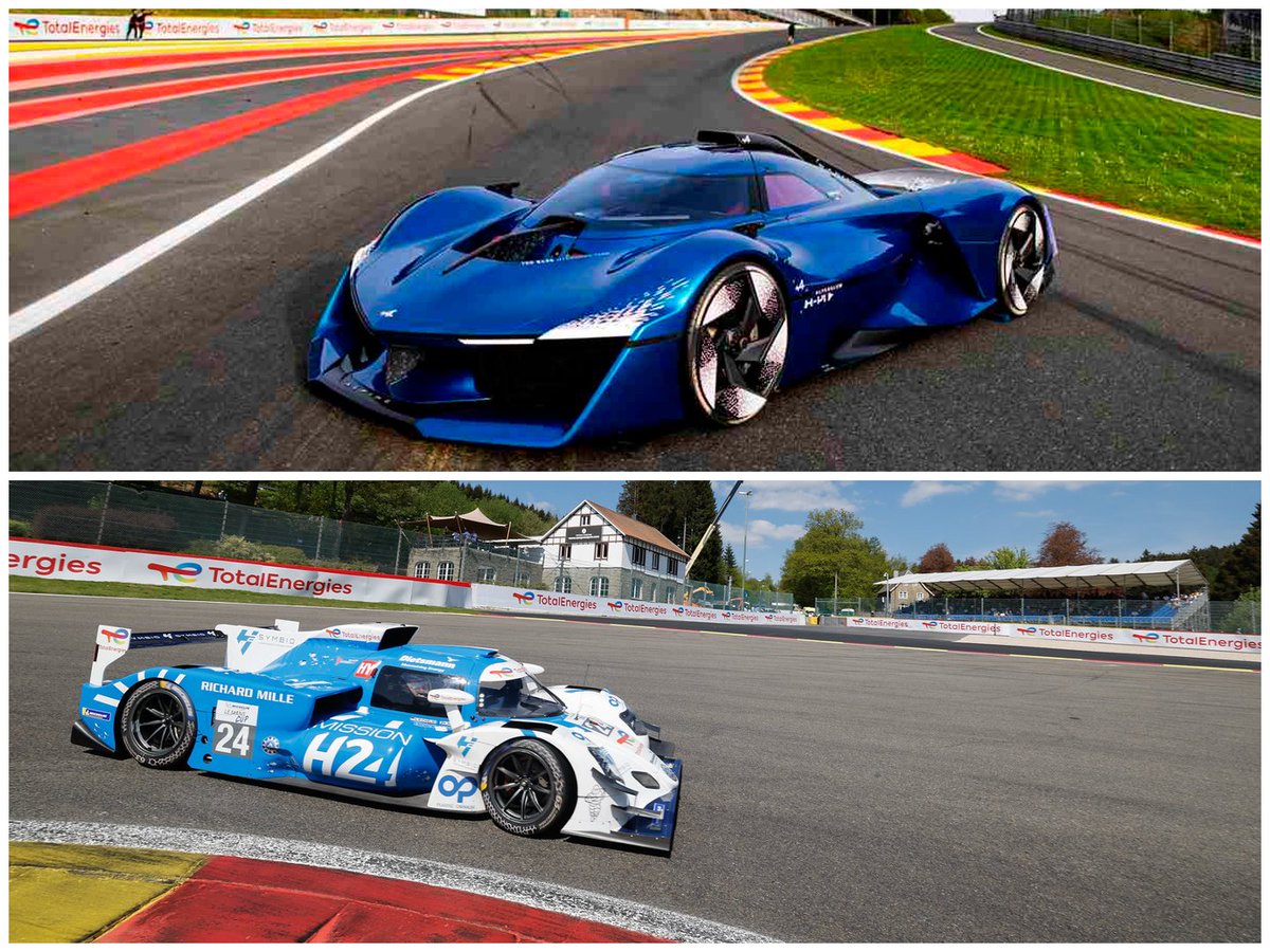 The @missionH24 hydrogen prototype completed several laps ahead of the 6H of Spa-Francorchamps on Michelin 63 tires (63% renewable/recycled raw materials). @AlpineRacing revealed its Michelin-tired Alpenglow Hy4 powered by a hydrogen combustion engine #6hSpa #WeRaceForChange