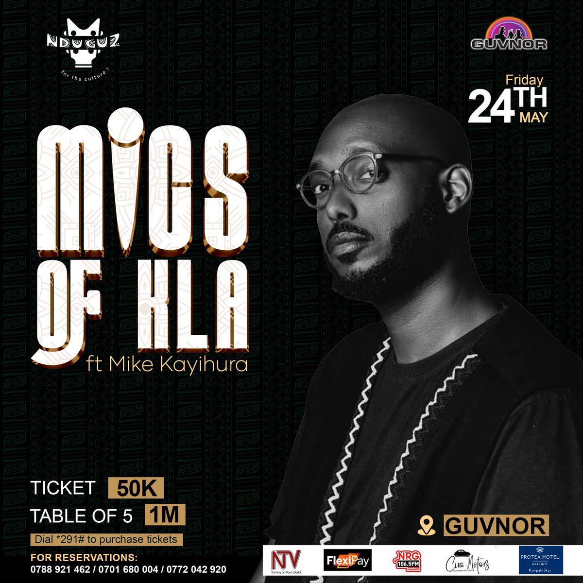 📌 MICS OF KLA FEATURING @MikeKayihura 📍@GuvnorUganda Did you miss out on the last performance of @MikeKayihura in Kampala? Well, here is your chance to make it up. He will be performing live at #MicsofKla on Friday 24th May @GuvnorUganda Make your reservations today.