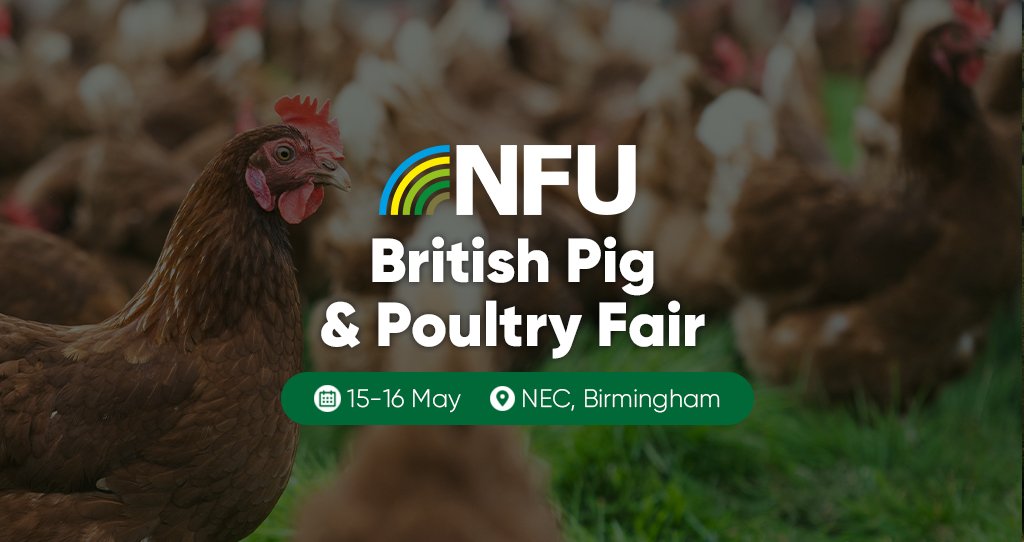Meet your poultry experts at the British Pig and Poultry Fair 🗓️15 – 16 May 2024 📍Halls 10, 11 and 12, NEC, Birmingham, B40 1NT 👉 nfuonline.com/updates-and-in…