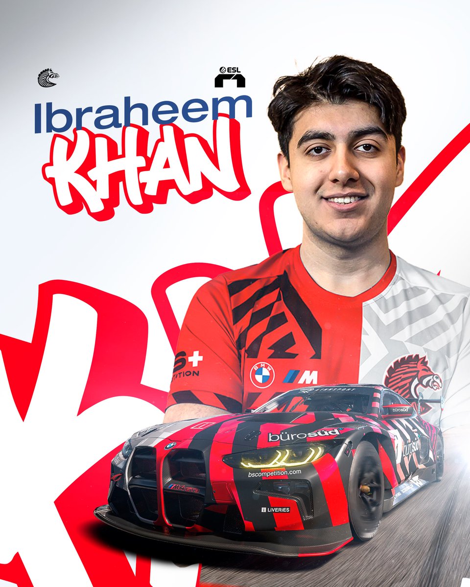 Let's have a closer look at our @esl_r1 squad for the new season 🦓 Ibraheem Khan will be at the wheel of the 𝘽𝙄𝙂 🟥 𝙍𝙀𝘿 🟥 𝙈𝘼𝘾𝙃𝙄𝙉𝙀! #BSCOMPETITION | #SimRacing | #ESLR1 | @RENNSPORT_gg | @Ibrah71H
