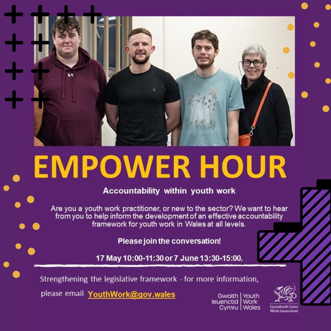 📢 Calling all youth work practitioners, including those new to the sector! #EmpowerHour Session 2: Accountability within youth work 17 May, 10:00-11:30 7 June, 13:30-15:00 We want to hear your thoughts! For more info/register ✉️ YouthWork@gov.wales cwvys.org.uk/event/empower-…