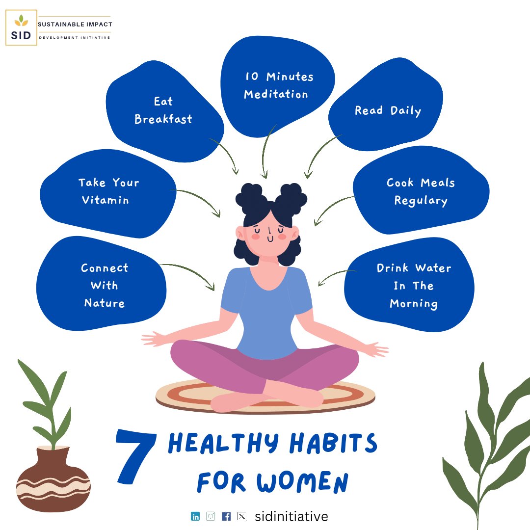 Wellness starts with small, consistent habits. Here are some important ones for women: prioritize sleep, stay hydrated, nourish your body with whole foods, move your body daily, and practice mindfulness. 💪💖 #HealthyHabits #WellnessJourney #sidintiative #SID2024