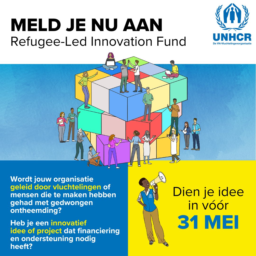 📣 Oproep aan organisaties gerund door & voor vluchtelingen: we willen graag jullie vooruitstrevende ideeën en projecten horen om blijvende impact te maken! Meld je nu aan voor UNHCR’s Refugee-Led Innovation Fund: bit.ly/3QkHRey