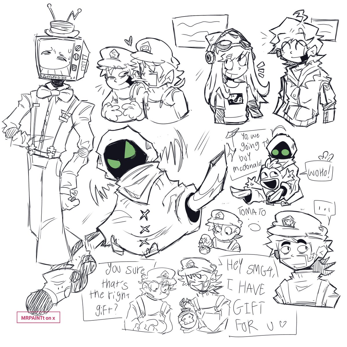 doodles bc why not..
#SMG4 #SMG3 #smg4fanart #smg4puzzlevision #smg4mrpuzzles #art 

(i forgor mario and luigi, biscuits 🎹 )