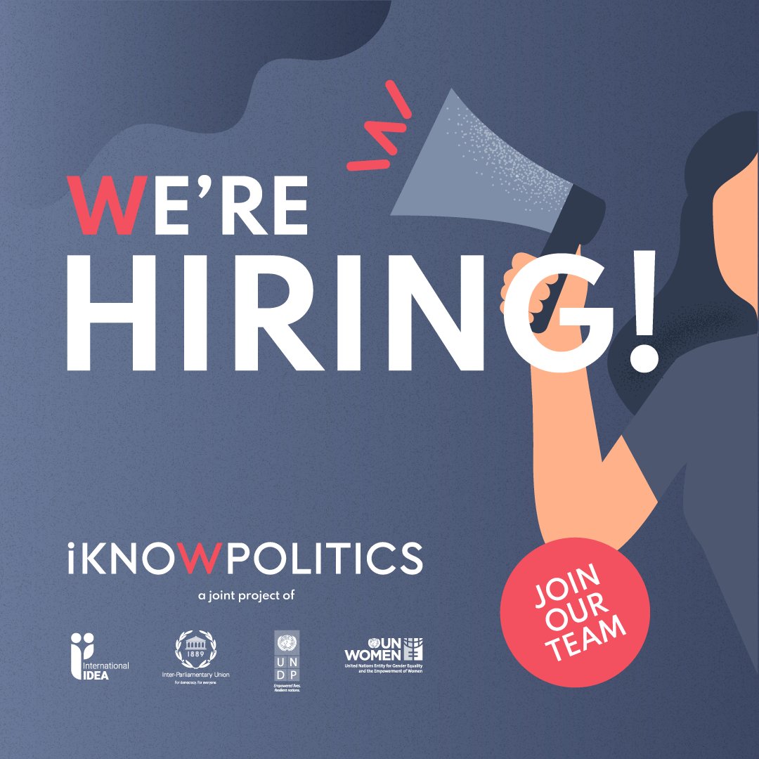 Calling all democracy advocates! 🏅 @Int_IDEA is seeking a #ProjectCoordinator for the #iKNOWPolitics project to support and empower women's political participation and representation worldwide.👩‍⚖️ #OpenPosition #WomenInPolitics Apply by May 26th 👉 careers.idea.int/jobs/4432133-p…