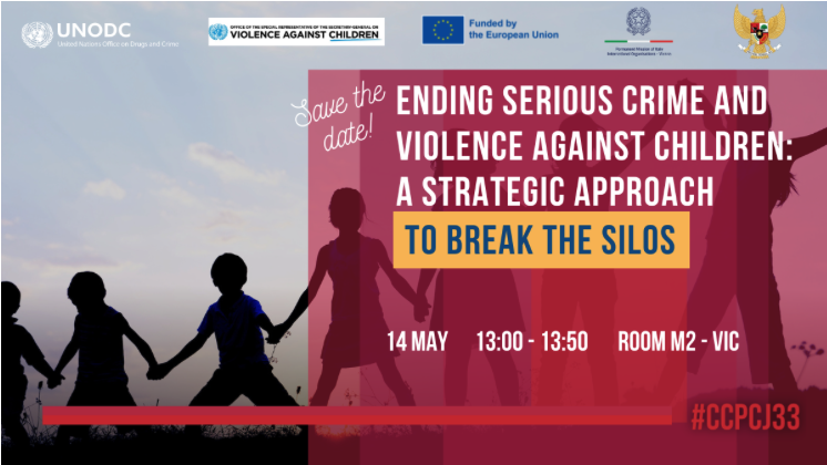 Join the side event 'Ending Serious Crime and Violence Against Children: A Strategic Approach to Break the Silos', co-sponsored by EU & @ItalyUN_Vienna🤝 🗓️14.05, 13:00 📍M2, VIC Learn about the integrated approach&see progress updates on the action plan's implementation #CCPCJ33