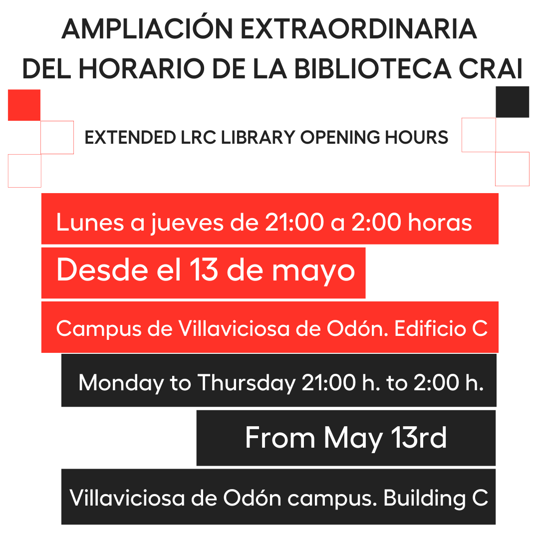 🕑Abrimos en horario ampliado de lunes a jueves hasta las 02:00 h. en el campus de Villaviciosa de Odón (Madrid)