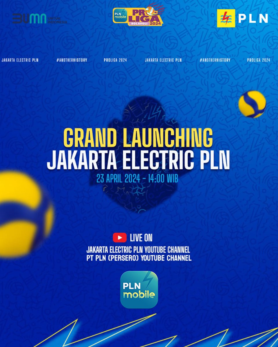 Haii Electrizen!⚡

Saksikan Grand Launching Tim, Jersey, dan Logo Baru Jakarta Electric PLN, Tim kebanggaan PLN yang akan bertanding pada PLN Mobile Proliga 2024.

#AnorherHistory #PLNMobileProliga2024 #ElectricPLN #JakartaElectricPLN  #JakartaElectric #PLNMobile