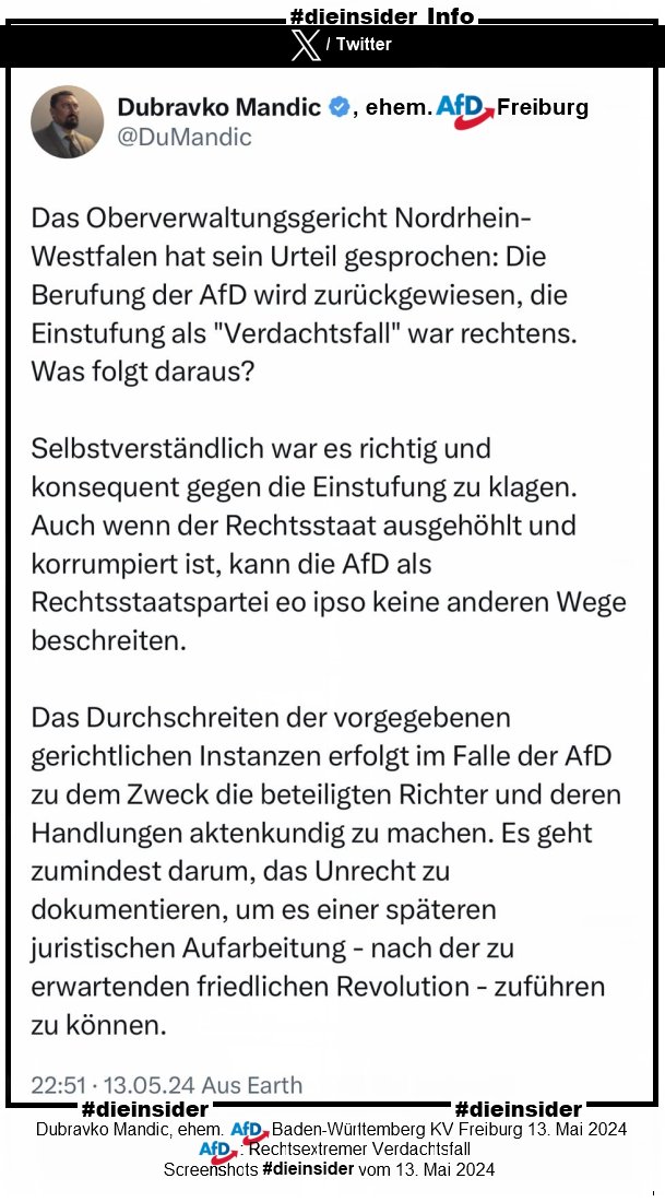 Auch der ehemalige #AfD Politiker Dubravko Mandic, macht sich schon Gedanken, wie mit den Richtern - die gegen die #AfD Recht gesprochen haben - verfahren wird!

#LautGegenRechts #LautGegenNazis #NiemalsAfD #Münster #Urteil
#WirSindDieBrandmauer #GemeinsamGegenHass #DieInsider