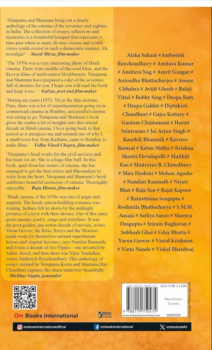 वरुण 🇮🇳 (@varungrover) on Twitter photo This lovely new book has arrived with lots of in-depth and fun pieces on the Hindi cinema of the 70s. I have written a piece on the underrated lyrical geniuses from the decade.
Edited by <a href="/nirupamakotru/">nirupama kotru</a> and Shantanu Ray Chaudhuri.
Available on Amazon: amazon.in/Swinging-Seven… This lovely new book has arrived with lots of in-depth and fun pieces on the Hindi cinema of the 70s. I have written a piece on the underrated lyrical geniuses from the decade.
Edited by <a href="/nirupamakotru/">nirupama kotru</a> and Shantanu Ray Chaudhuri.
Available on Amazon: amazon.in/Swinging-Seven…