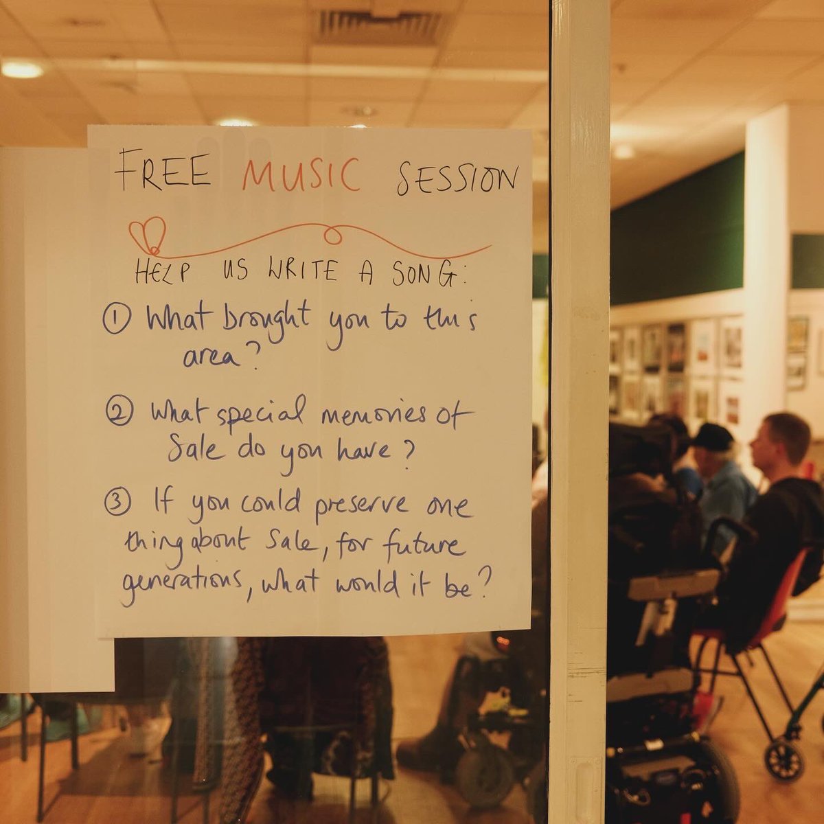 Back to where it all began 🏡 4 years ago, String of Hearts started as a seed of an idea after getting together with older adults in our town centre.

Yesterday we enjoyed going back to Sale town centre with one of our groups to write a new song all about our community 💛