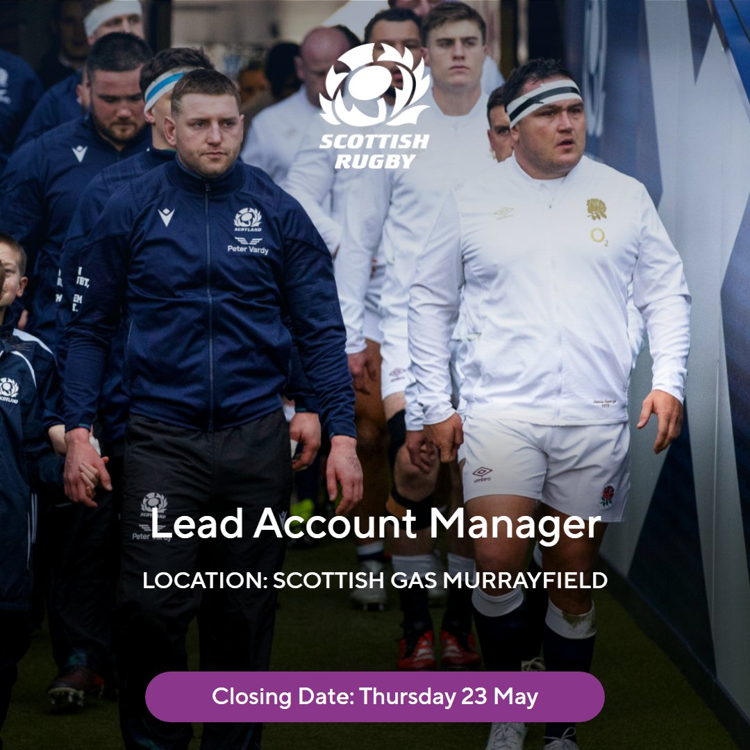 Scottish Rugby is looking for a Lead Account Manager to join the commercial team.

Details ➡️ tinyurl.com/3zjdrm48