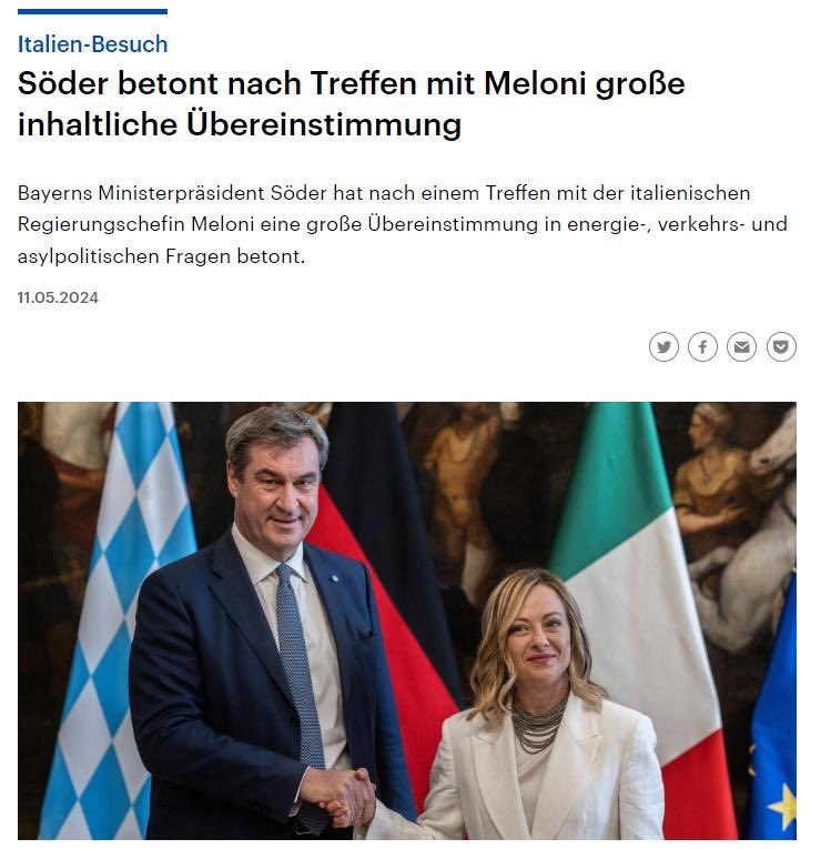 Meloni schränkt übrigens die Medienfreiheit ein, untergräbt das Asylrecht für Minderjährige und strebt eine undemokratische Justiz- & Verfassungsreform an. Von der Leyen schlingert, ob sie mit Melonis Rechtsaußen-Fraktion zusammenarbeiten will, Söder reist zum Freundschaftsbesuch