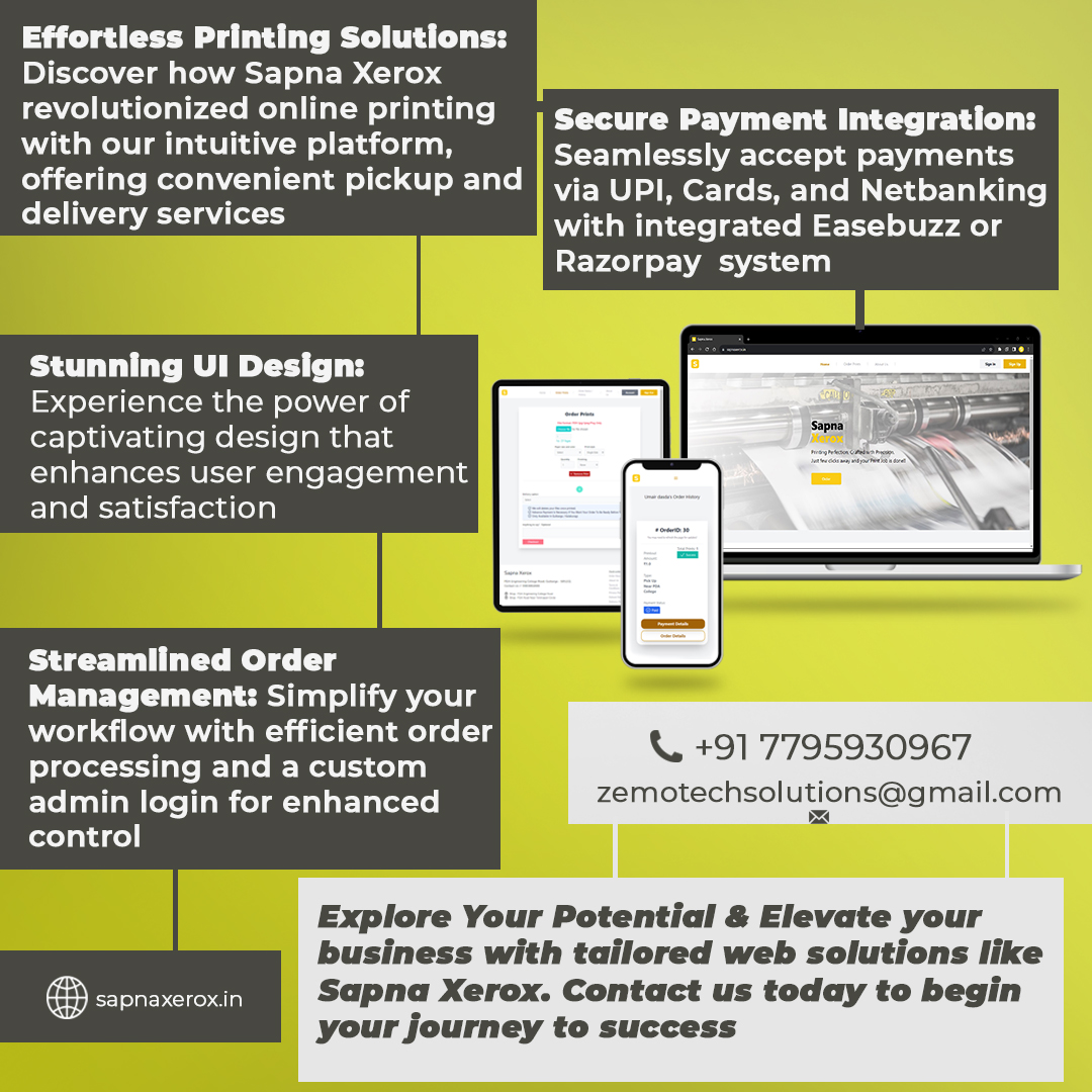 zemotech's tweet photo. Thrilled to showcase our success story with Sapna Xerox! 🎉 Another satisfied client. Ready to elevate your business? 💼🚀
#website #webapplications #softwaredevelopment #graphicdesign #digitalagency #webdesign #techservices #softwareengineering #creativeagency #webdevelopment https://t.co/D4jD9K3bqj