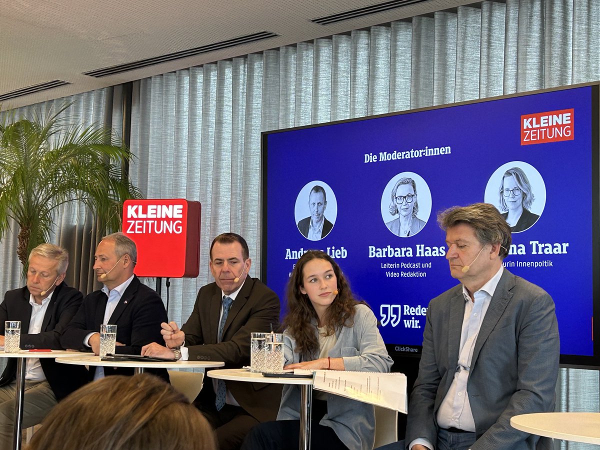 Die fünf Spitzenkandidaten zur EU-Wahl diskutieren mit steirischen Schülerinnen und Schülern im Skyroom der ⁦@kleinezeitung⁩ in Graz