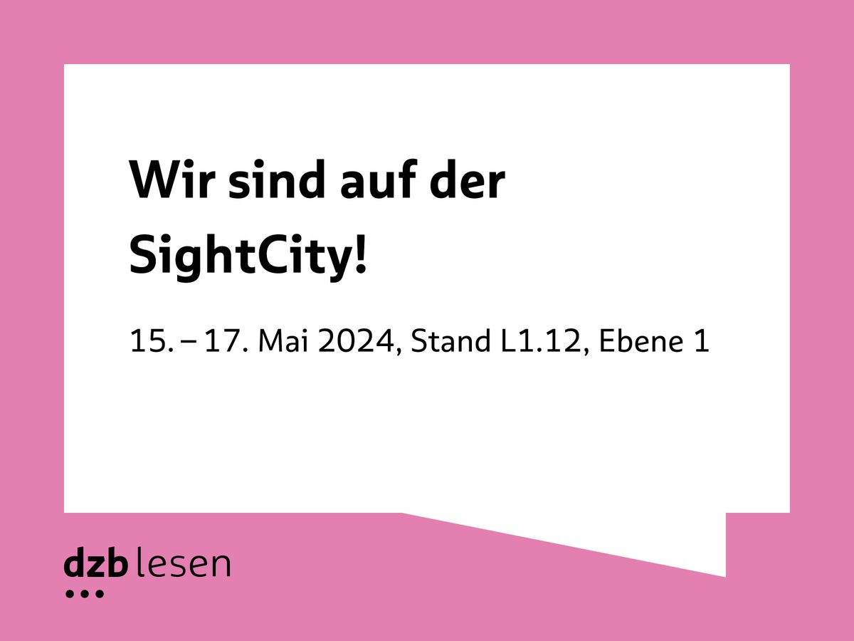 Morgen öffnet die SightCity Frankfurt, die größte internationale Fachmesse für Blinden- und Sehbehinderten-Hilfsmittel wieder ihre Türen. 
Vom 15. bis 17. Mai 2024 sind wir mit einem Stand in der Ebene L1.12 gemeinsam mit der WBH e.V. Münster vertreten. 
Wir freuen uns auf euch.
