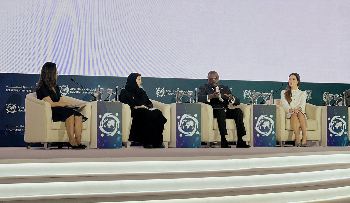 During the #AbuDhabiGlobalHealthcareWeek, I discussed in a high-level session how public-private partnerships can close the healthcare investment gap. Innovative financing strategies are crucial for Africa's health security. #ADGHW #AfricaHealthSecurity