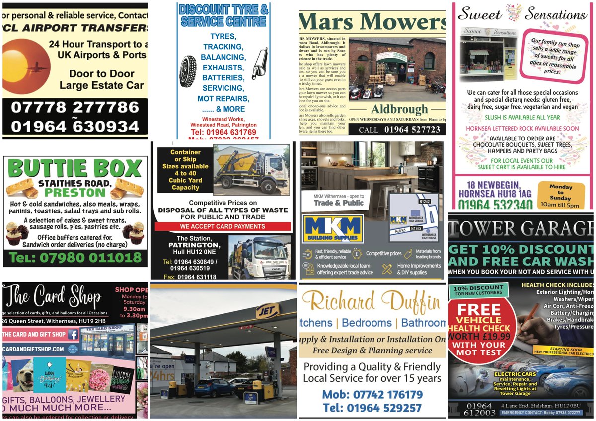 Thanks to the amazing businesses in our #ShopLocal feature this week! PCL Airport Transfers Buttie Box The Card Shop, Withernsea Discount Tyres, Patrington Holderness Metal Co @ExpotrakLtd Jet Garage, Withernsea Mars Mowers @mkmbs Richard Duffin Kitchens, Bedrooms and…
