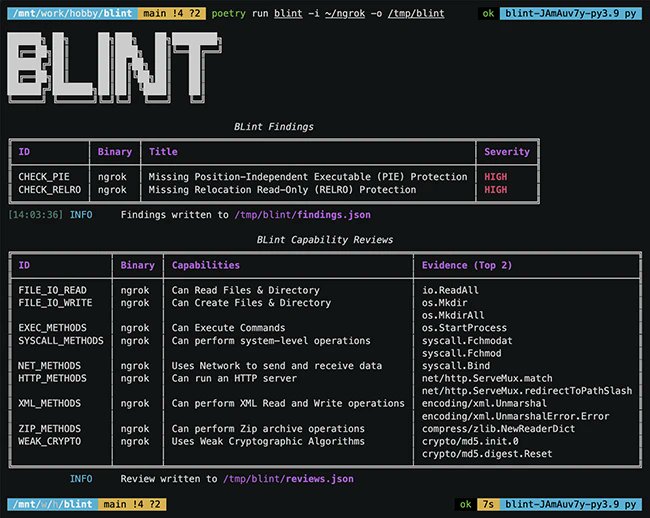 BLint es una herramienta para comprobar las propiedades de seguridad de sus ejecutables helpnetsecurity.com/2024/05/14/bli… ⚒️ BLint es un Binary Linter diseñado para evaluar las propiedades y capacidades de seguridad de sus ejecutables, utilizando LIEF github.com/owasp-dep-scan…