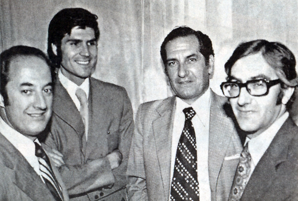 Sergio de Castro junto a otros integrantes del grupo de economistas que sentó las bases del modelo de libre mercado chileno a mediados de los 70: Sergio de la Cuadra, Pablo Baraona y Álvaro Bardón.