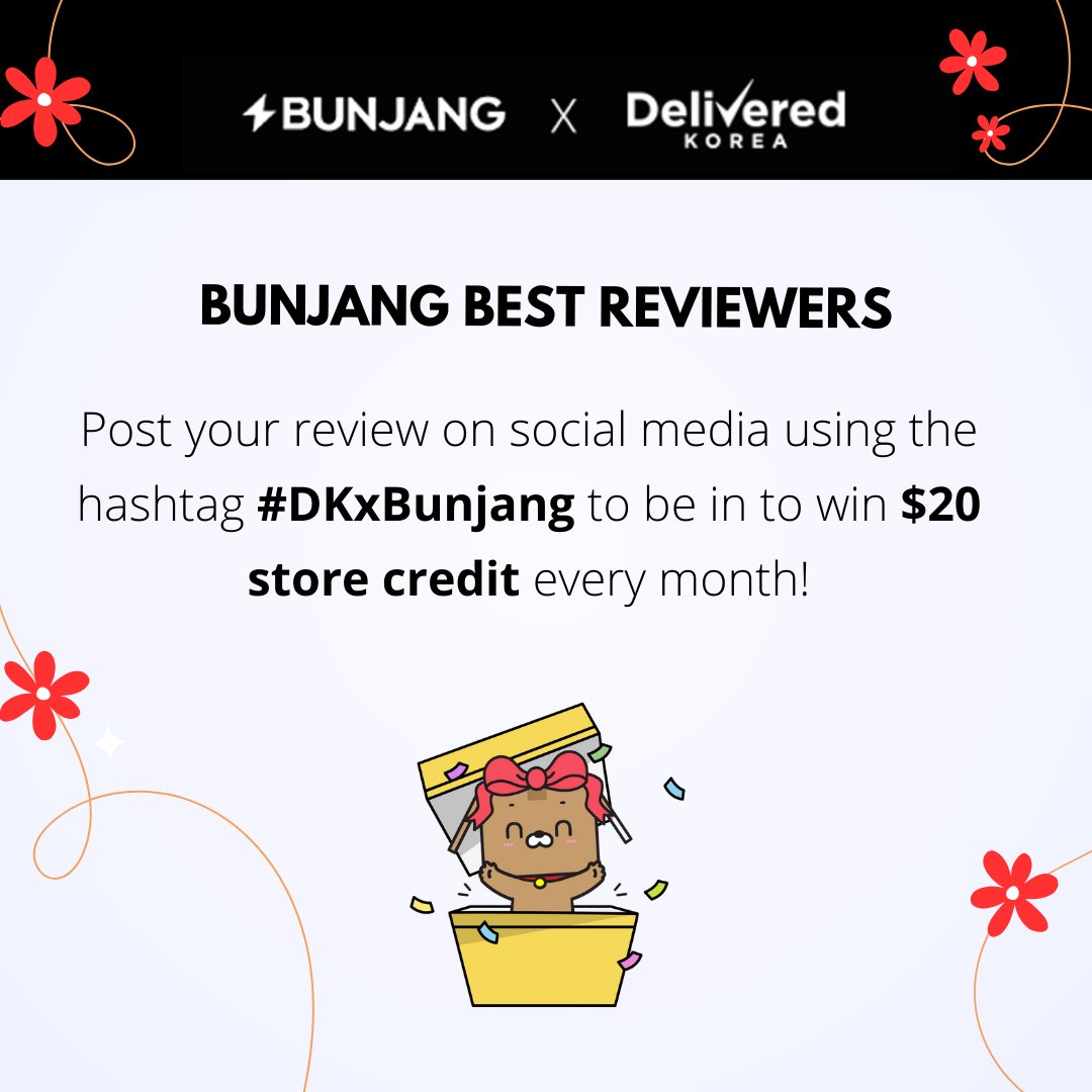 [𝗕𝘂𝗻𝗷𝗮𝗻𝗴 𝗕𝗲𝘀𝘁 𝗥𝗲𝘃𝗶𝗲𝘄𝗲𝗿𝘀] Congratulations to Bunjang April Reviewers! 

@KittyKangGang - X
minyoonluvr - Instagram 

Check your inbox! :) 

#DeliveredKorea #bestreviewers #DKxBunjang