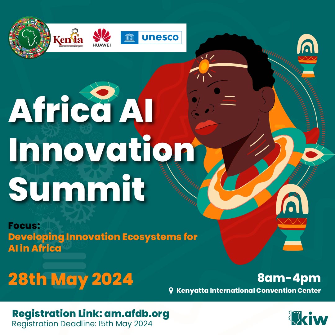 KeNIA has partnered with @HuaweiKenya, & @UNESCO to co-host the Africa AI Innovation Summit as part of @AfDB_Group Annual Meetings to happen at @KICC_kenya. The focus is 'Developing Innovation Ecosystems for AI in Africa.' Register at am.afdb.org to join us!