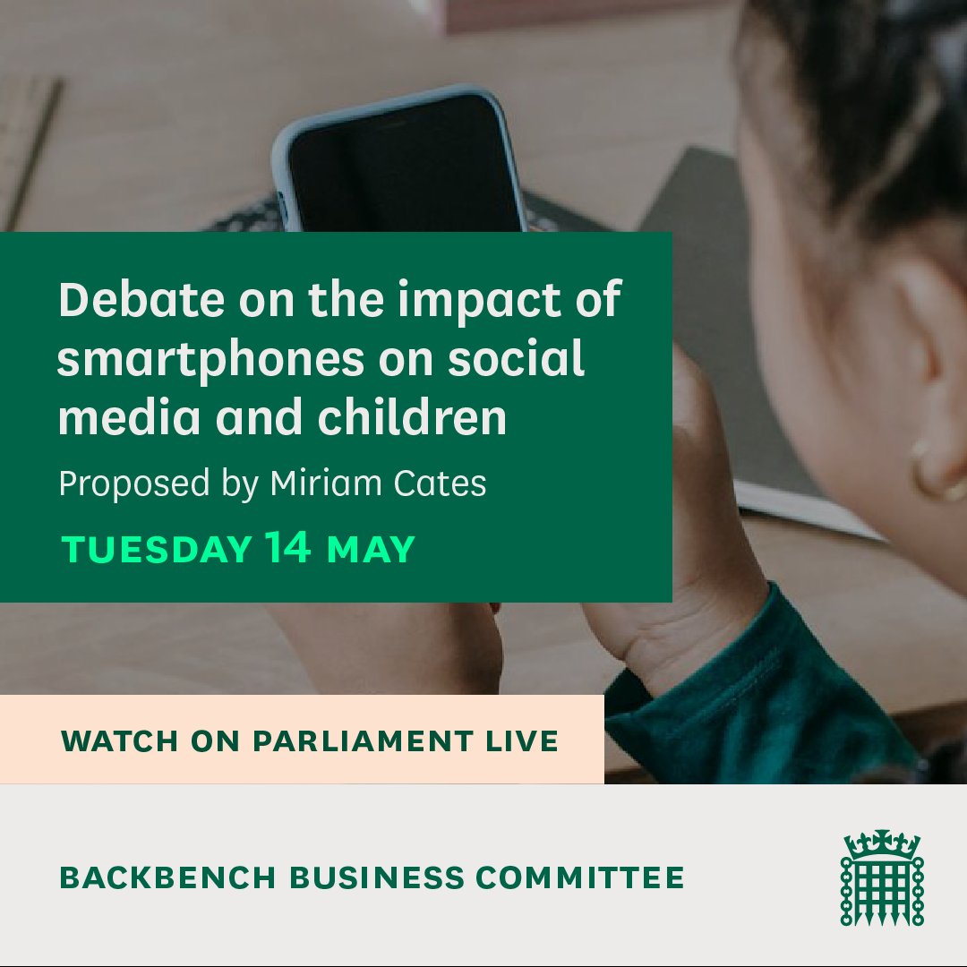 In Westminster Hall, MPs are holding a debate on the impact of smartphones and social media on children, proposed by @miriam_cates. 📚Read the @commonslibrary debate pack: commonslibrary.parliament.uk/research-brief… 📺Watch on Parliament live: parliamentlive.tv/Event/Index/3e…