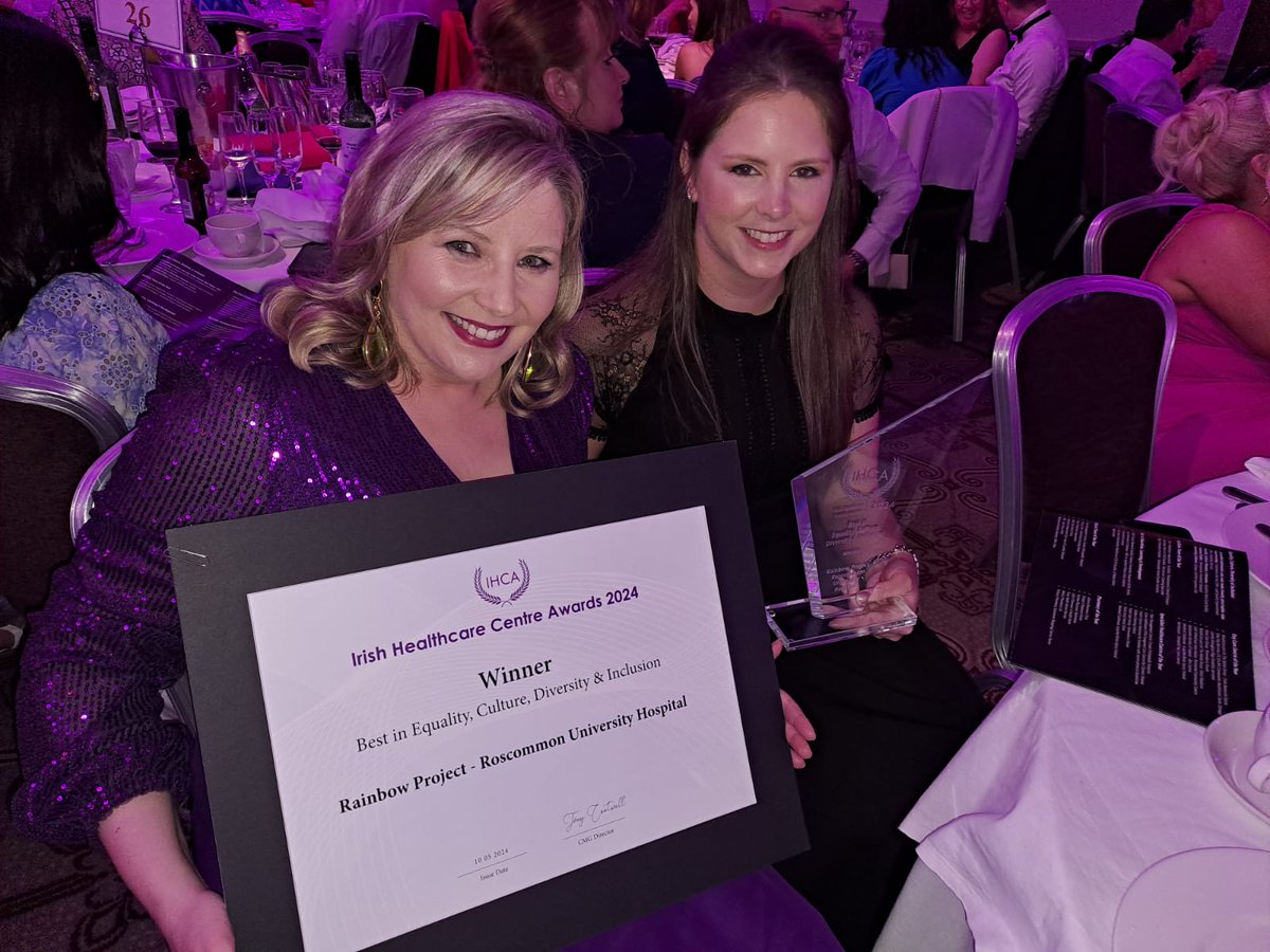Congratulations to the #RUH Rainbow Project on winning the award for 'Best in Equality, Culture, Diversity and Inclusion' at the Irish Healthcare Centre Awards. Well done 👏 to project leads Michelle McDermott and Christine Rohan, fantastic work!
