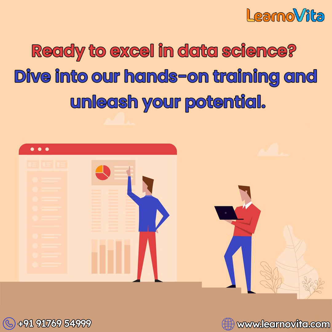 Ready to excel in data science? Unlock your data science potential with our hands-on training! 🚀 Dive in and excel today.

#learnovita #DataScience #HandsOnTraining #UnleashYourPotential #DataAnalysis #DataVisualization #MachineLearning #AI #CareerDevelopment