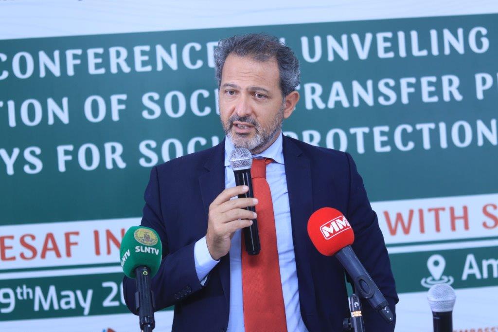 Alessandro Bini, the Somali Cash Consortium (SCC) Director, speaking at the Stakeholders’ Conference on unveiling insights of 3 years of implementation of Social Transfer Project (funded by the EU). The event (9 May) was organised by @slmesaf in partnership with the SCC.