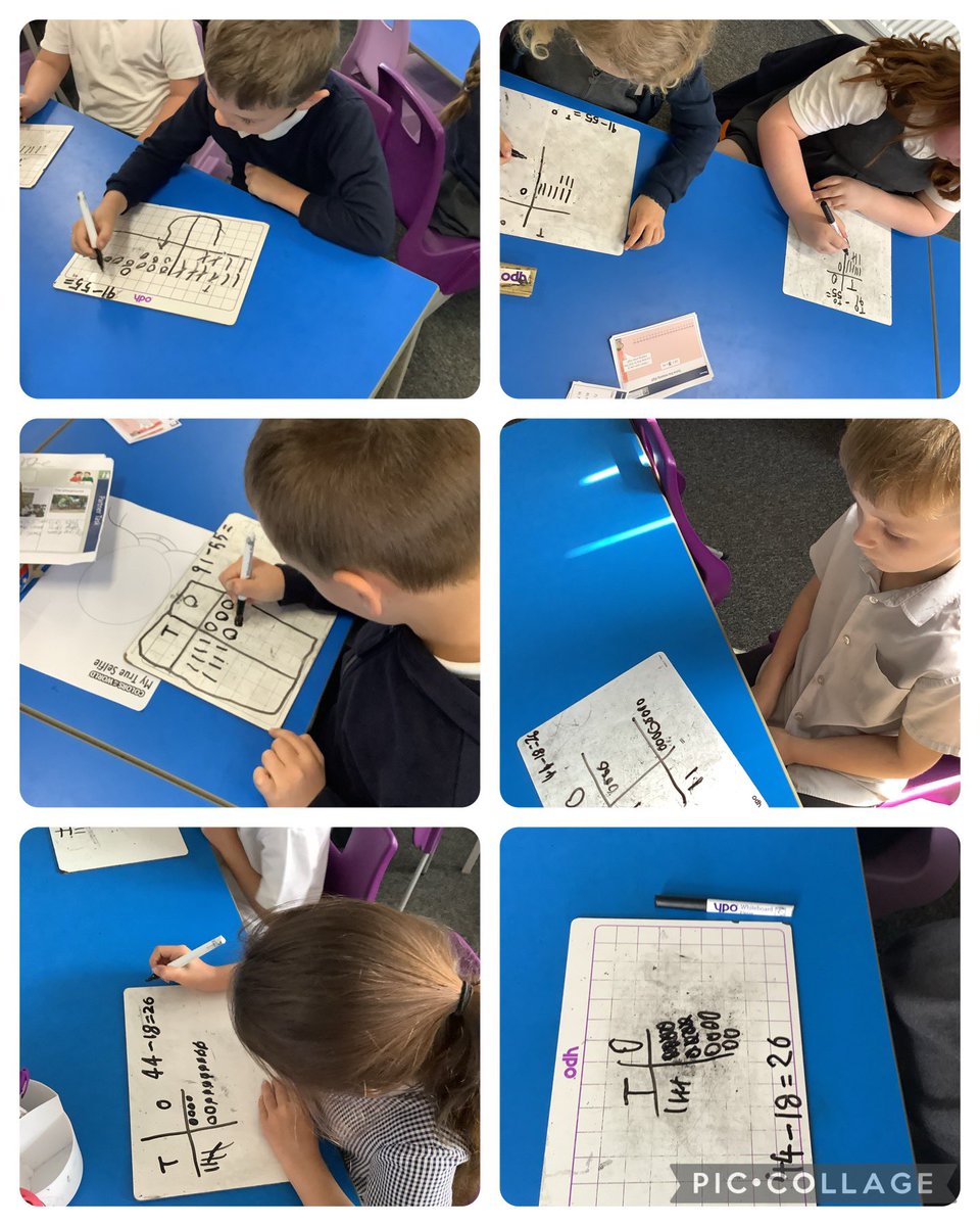 Today in maths, we are working hard to master exchanging in subtraction. @MathsatStHelen1 @PrincipalSTH @MrsE_y1StHelens