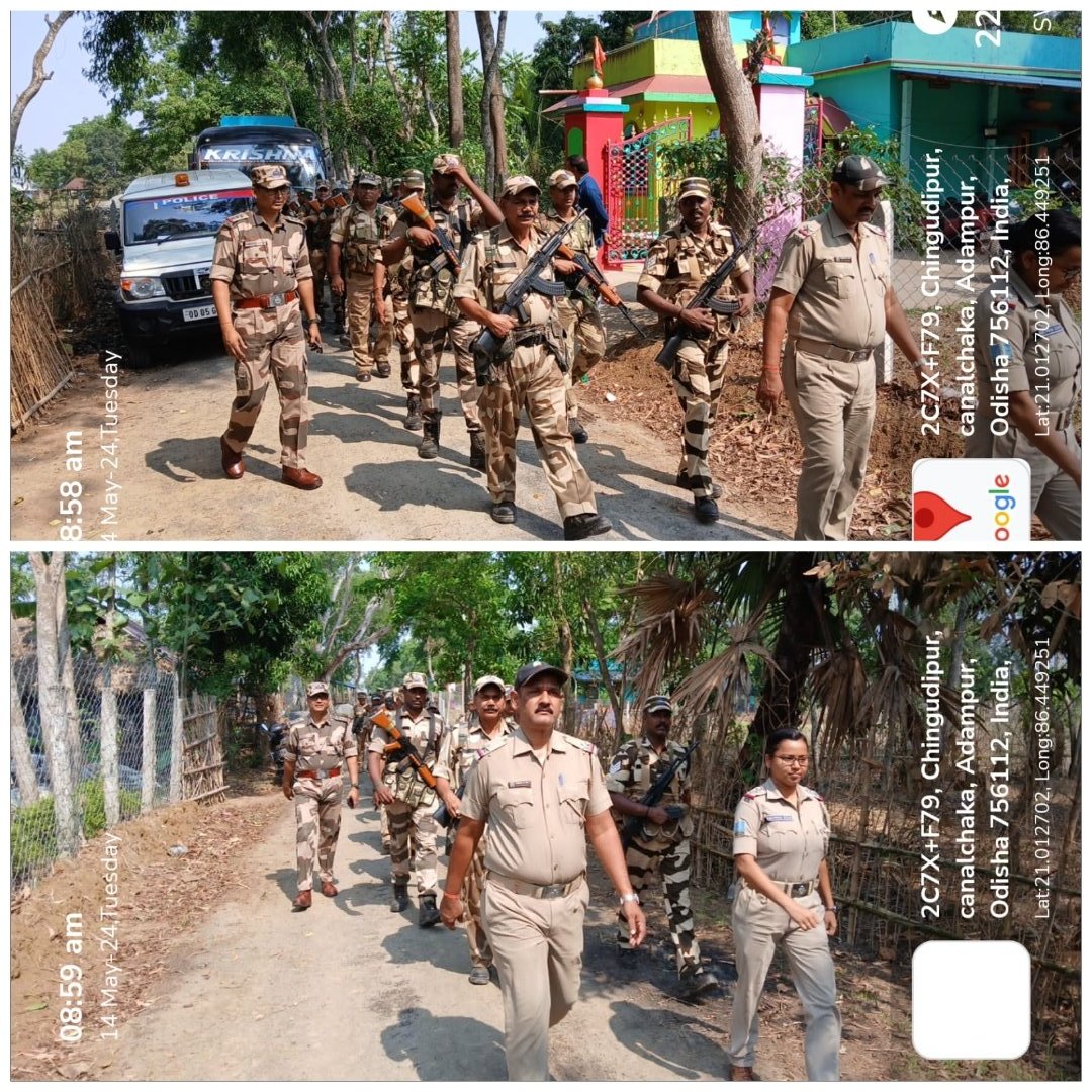 Flag march conducted by Dhamnagar Police with CAPF personnel in different GP areas for ensuring smooth conduct of upcoming elections.

@odisha_police 
#GeneralElections2024