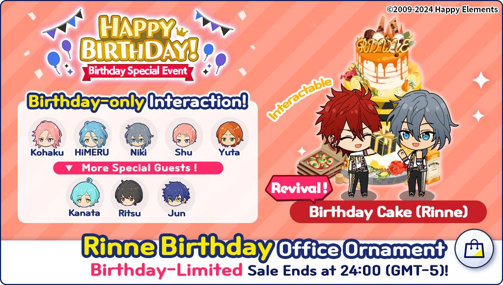 Today is the birthday of Rinne Amagi! Happy Birthday to Rinne! ⏰Birthday Event Time: 2024/05/18 12:00 AM ~ 11:59 PM (GMT-5) 🎁Log in on 05/18 for the first time, you can receive 350 Diamonds as a birthday celebration gift! Please refer to the game for more details.