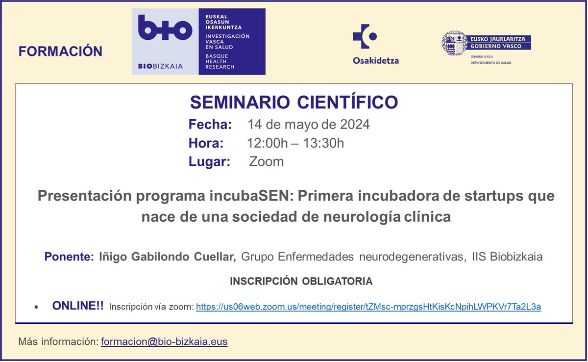 HOY a las 12:00h con Iñigo Gabilondo · Inscripción presencial: biocrucesbizkaia.org/servicios/form… · Inscripción vía zoom: us06web.zoom.us/meeting/regist…