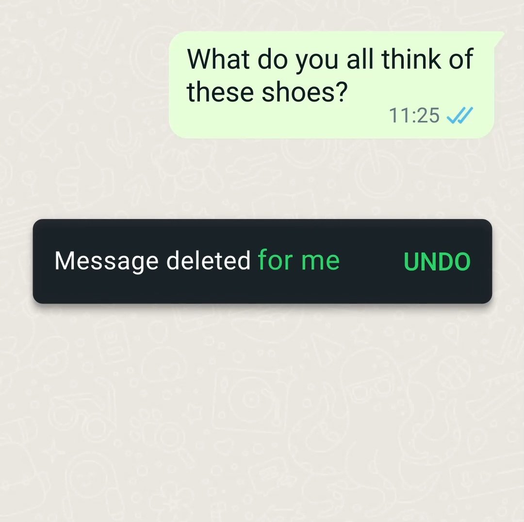 Tech4Bliss's tweet image. Now tension khatam... 😀
WhatsApp soon rollout &apos;Undo delete message for me&apos;...
Now we can Undo &apos;delete for me&apos; action...