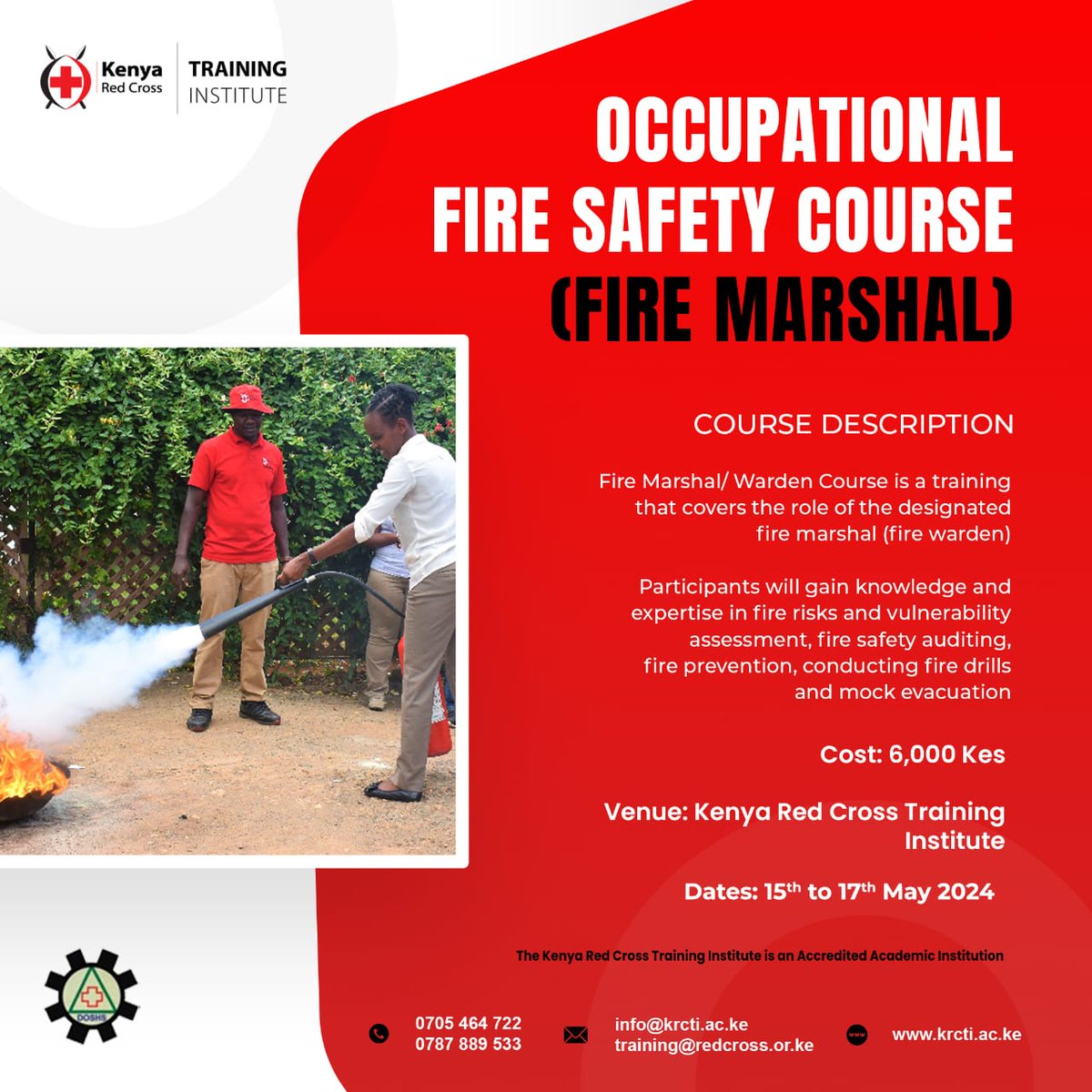 Are you aspiring to be a #FireMarshal/Warden? Join us from the 15th - 17th May 2024, and gain knowledge and expertise in #firerisks and vulnerability assessment, #firesafety auditing, #fireprevention, conducting #firedrills, mock #evacuation and much more.