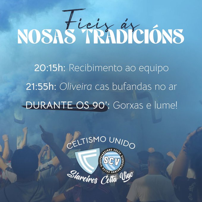 Cartel del recibimiento al autobús del Celta.