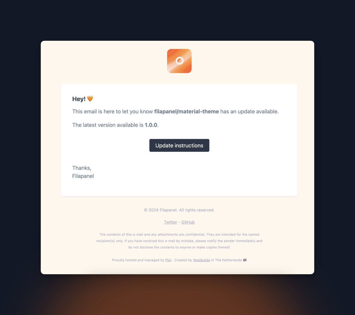 With this new theme coming, we'll also release a new update that automatically notifies you if there's an update available 🔥

We hope to release the free OG Filament V1 theme tomorrow! 🧡