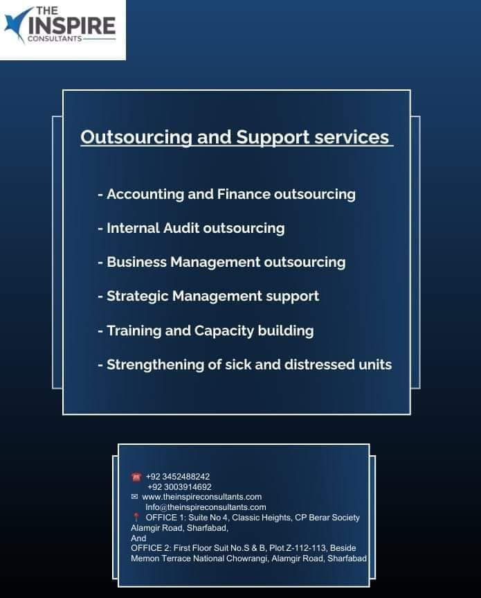 The Inspire Consultants are engaged in providing Outsourcing and Support services.

#OutsourceSupportPros #SupportSolutions  #OutsourcingSimplified #SupportingYourJourney #OutsourceToScale #ExceptionalSupport #SupportingYourGrowth #OutsourceSmartly