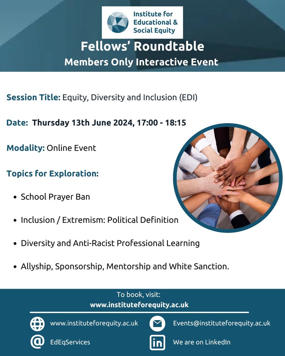 instituteforequity.ac.uk/product/annual… Will you join us for our Fellows' Roundtable? Find out more about Institute Membership and the range of benefits available 🙂. @AleishiaLewis @AlisonMPeacock @AllanaG13 @ProfCathHarper @Ann_Palmer20 @Arv_Kaushal @deb_outhwaite @deebaparmar @frankietweetart