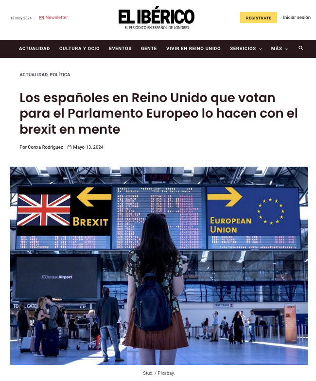 Spaniards in the UK who vote in the European Parliament election do so with Brexit in mind. Many reasons in this article @El_Iberico to participate in the European elections, from defending EU values to feeling united in EU citizenship. eliberico.com/los-espanoles-…
