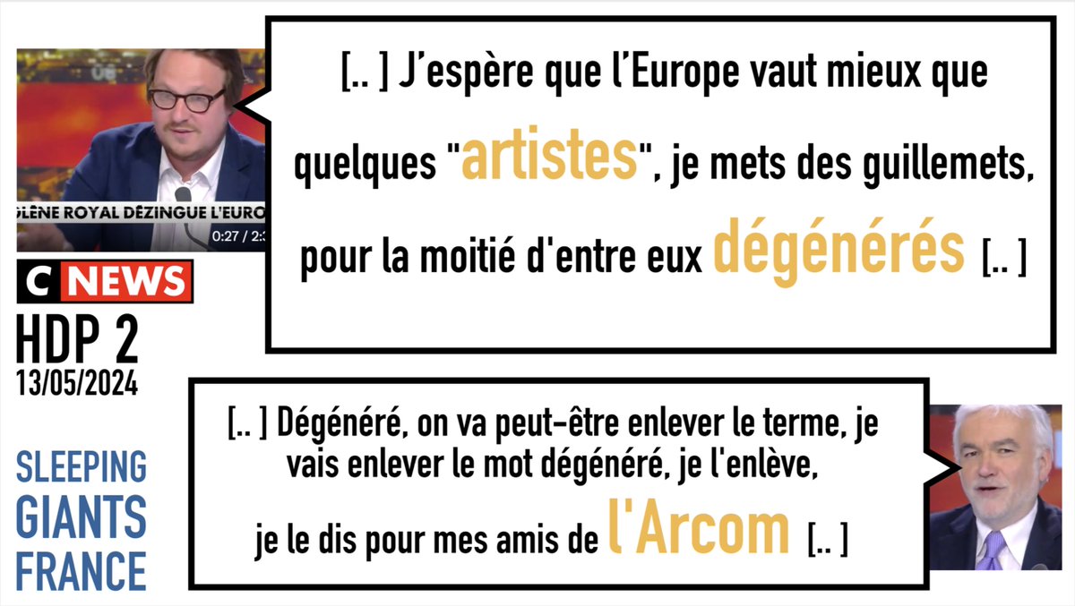 slpng_giants_fr's tweet image. 😑 Journée ordinaire sur #CNews : 
G. Lejeune, ré(d)ac-chef du JDD parle d&apos;artistes dégénérés, notion popularisée par les nazis, et #Praud ne le reprend mollement que par crainte d&apos;être pénalisé par les autorités (sinon, il n&apos;aurait eu aucun souci)