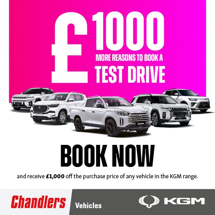 1000 more reasons to book a test drive! of a Brand New KGM UK 😍🚗🛻££ - chandlers.co.uk/chandlers-news…