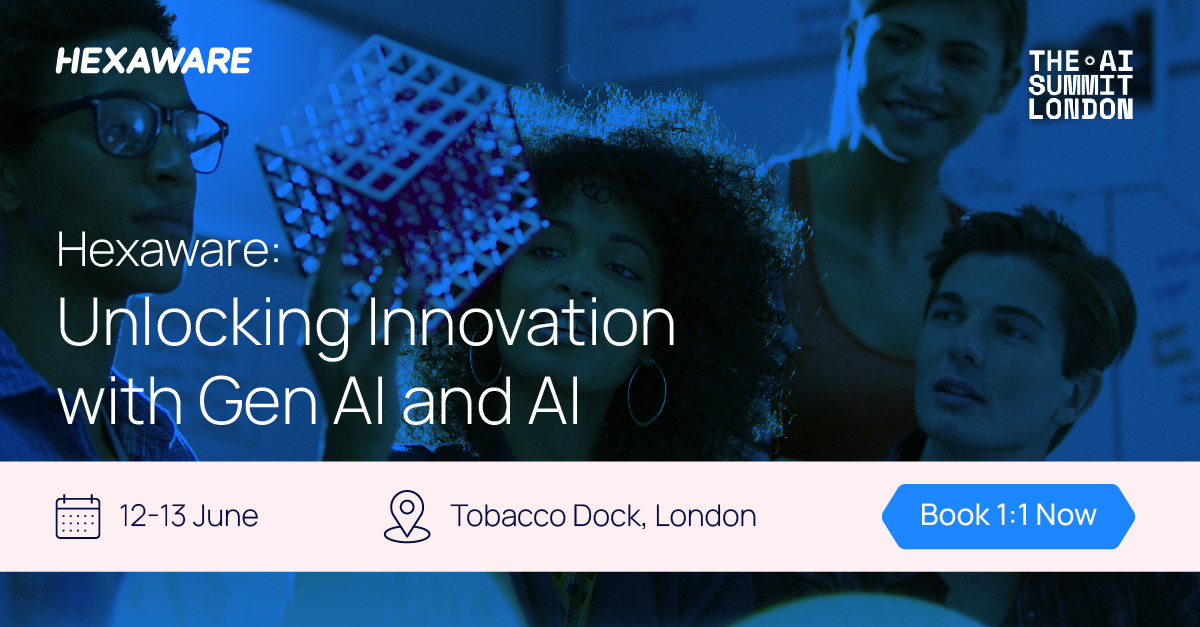 Get ready to be amazed!  Hexaware is using cutting-edge tech to build game-changing solutions. Join us at #AISummitLondon 2024 & see the future of #AI and Gen AI in action! bit.ly/4bGkeHv
#AISummitLondon #AI #Innovation #FutureofTech