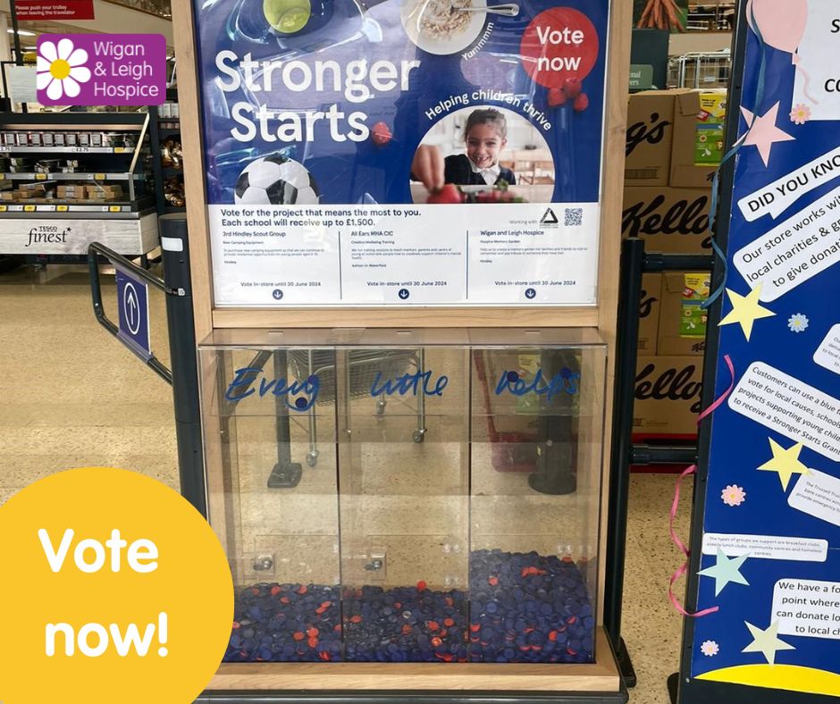 📣 Remember, you can vote for us in your local Tesco!

With your help, we can have the opportunity to create a memory garden for families and friends to visit so they can remember and pay tribute to someone they have lost.

Voting is open up until 30th June.
#tescostrongerstarts