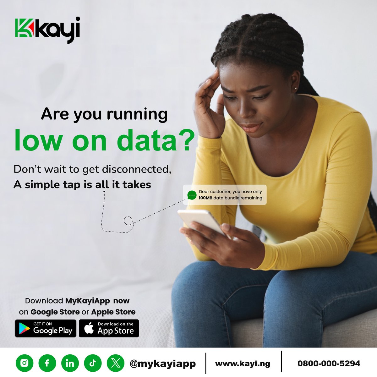 Running low on data? No problem! With Kayiapp, buying data is as easy as a few taps on your phone. No matter where you are, stay online, stay informed, and stay connected without any hassle. Never miss out on staying in the loop!

#BuyData
#Mykayiapp
#Kayiway
#Digitalbanking